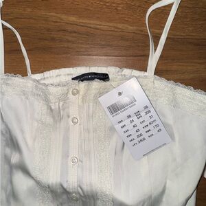 Brandy Melville White Lace Trim Top